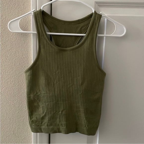 Lululemon Ebb to Street Crop Tank Bronze Green size 4 - Picture 2 of 4